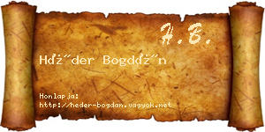 Héder Bogdán névjegykártya